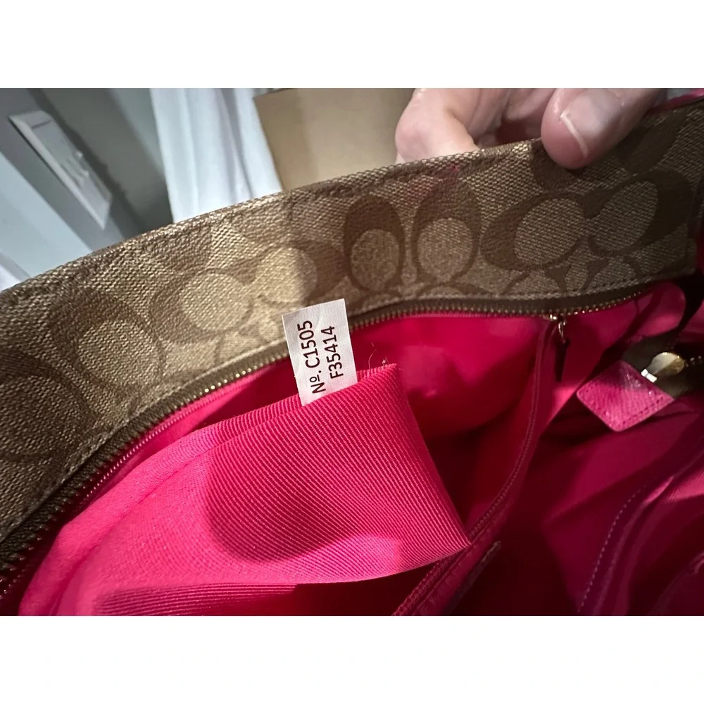 Coach Signature Canvas Baby Bag Diaper Tote Khaki Pink F35414